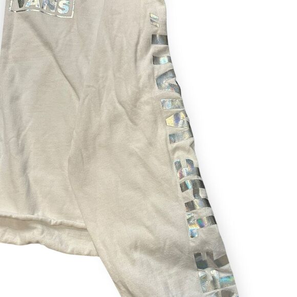 VANS Women’s White Long Sleeve Holographic Logo Cropped Tee Size Small - Picture 4 of 5